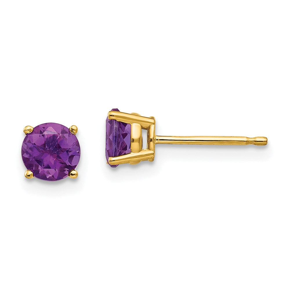 14k Yellow Gold 5mm Amethyst Post Earrings XE72AM