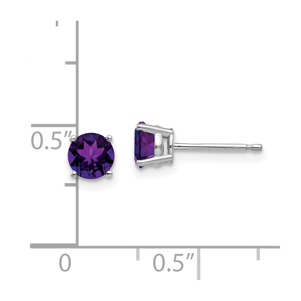 14k White Gold 5mm Amethyst Earrings XE72WAM