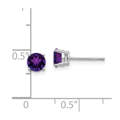 14k White Gold 5mm Amethyst Earrings XE72WAM