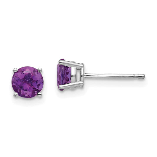 14k White Gold 5mm Amethyst Earrings XE72WAM