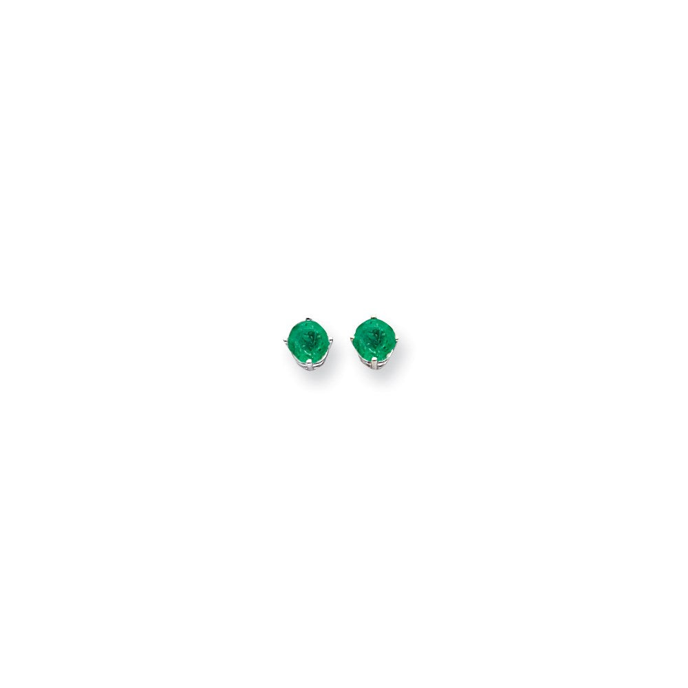 14k White Gold 5mm Emerald Earrings XE72WE