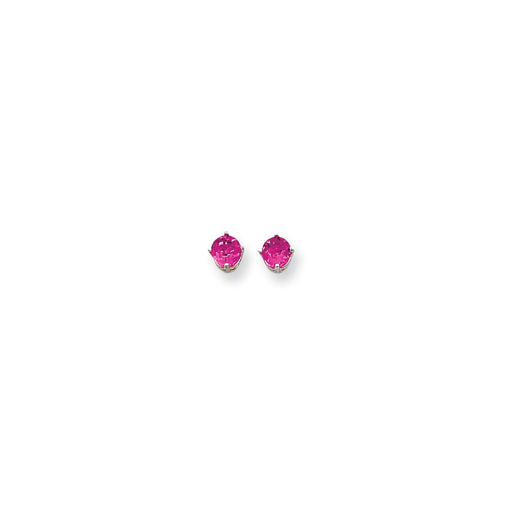 14k White Gold 5mm Pink Sapphire Earrings XE72WSP
