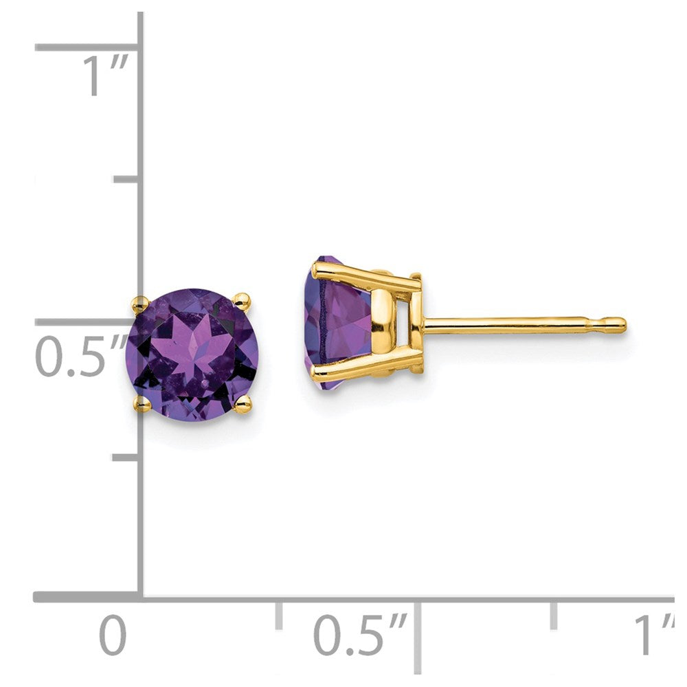 14k Yellow Gold 6mm Amethyst Post Earrings XE73AM