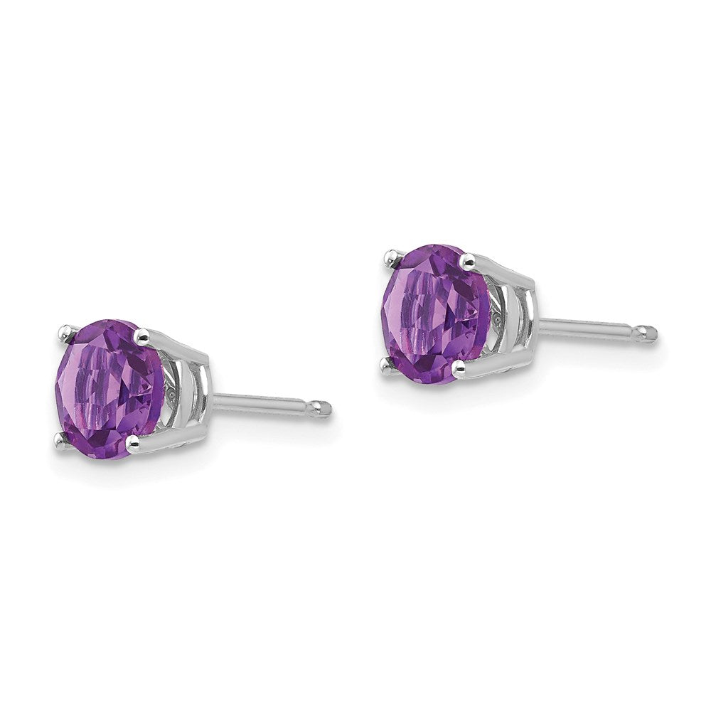 14k White Gold 6mm Amethyst Earrings XE73WAM