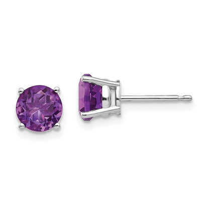 14k White Gold 6mm Amethyst Earrings XE73WAM