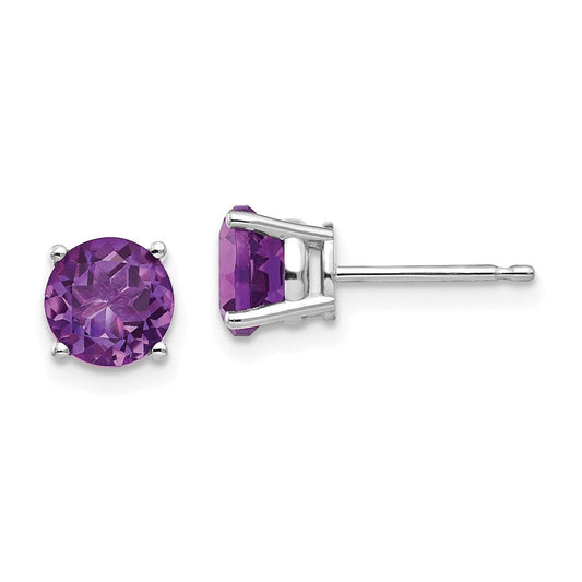 14k White Gold 6mm Amethyst Earrings XE73WAM