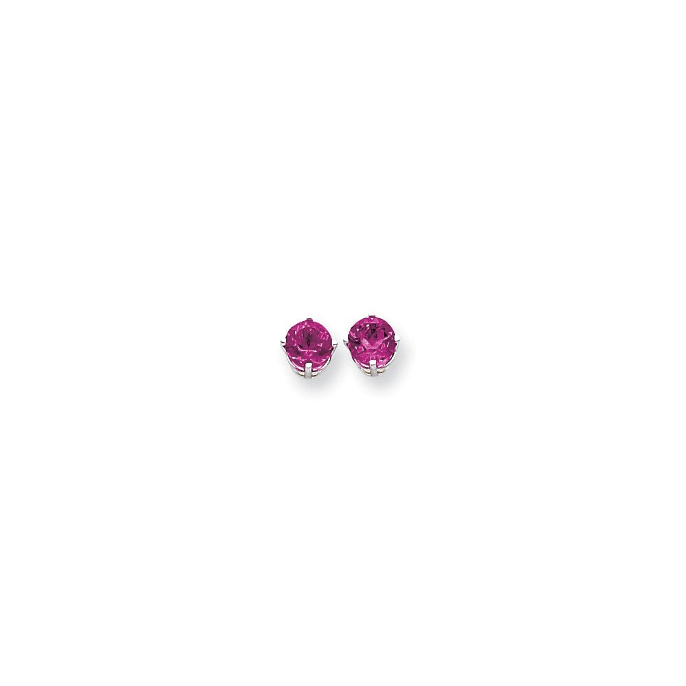 14k White Gold 6mm Pink Sapphire Earrings XE73WSP
