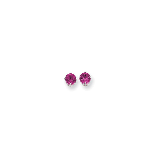 14k White Gold 6mm Pink Sapphire Earrings XE73WSP