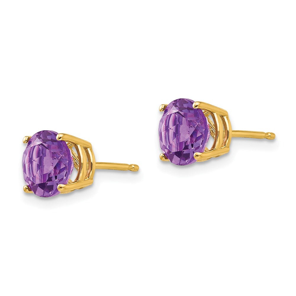 14k Yellow Gold 7mm Amethyst Post Earrings XE74AM