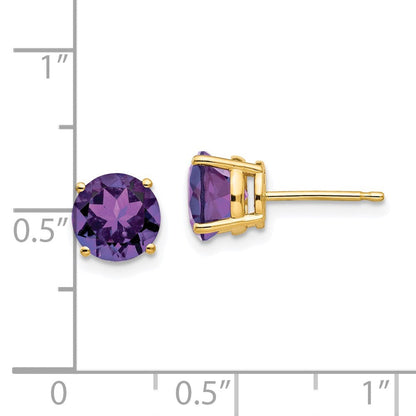14k Yellow Gold 7mm Amethyst Post Earrings XE74AM