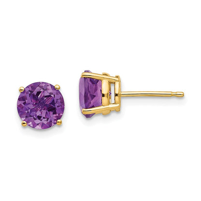 14k Yellow Gold 7mm Amethyst Post Earrings XE74AM
