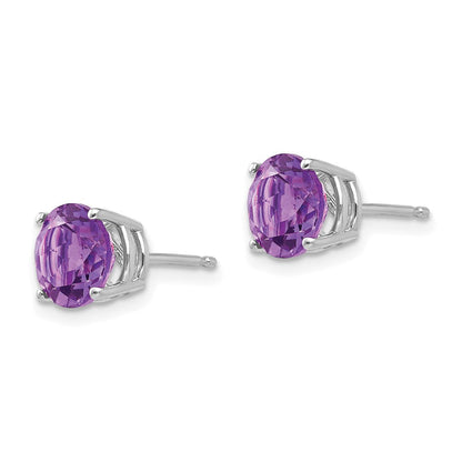 14k White Gold 7mm Amethyst Earrings XE74WAM