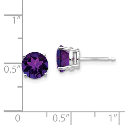 14k White Gold 7mm Amethyst Earrings XE74WAM