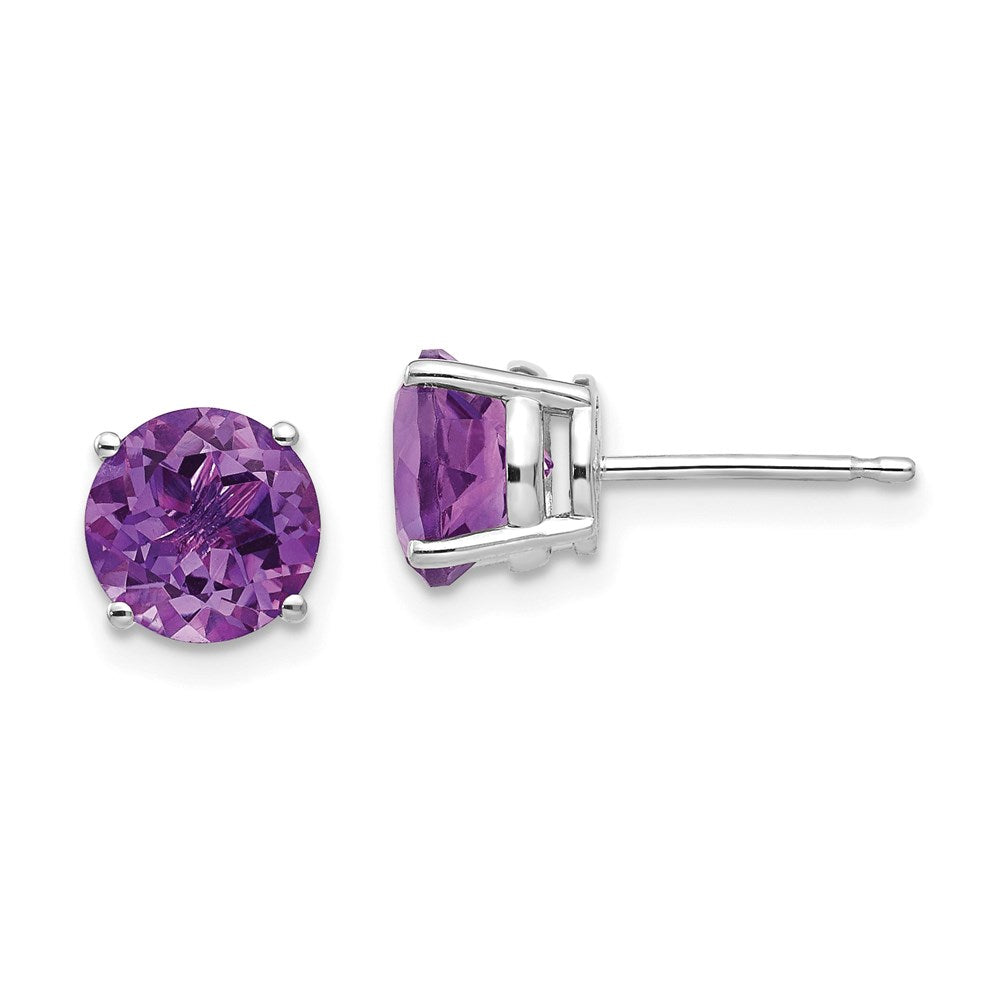 14k White Gold 7mm Amethyst Earrings XE74WAM