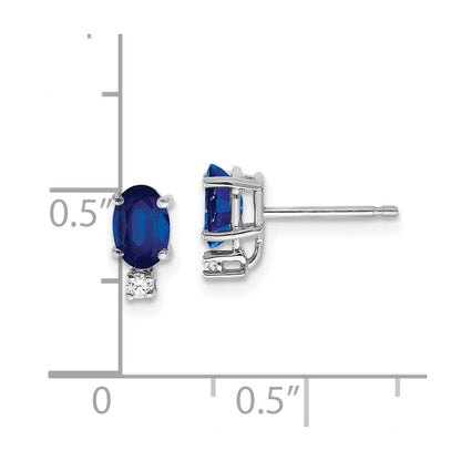 14k White Gold 6x4mm Oval Sapphire VS Real Diamond Earrings XE755S/VS