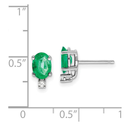 14k White Gold 7x5mm Oval Emerald VS Real Diamond Earrings XE757E/VS