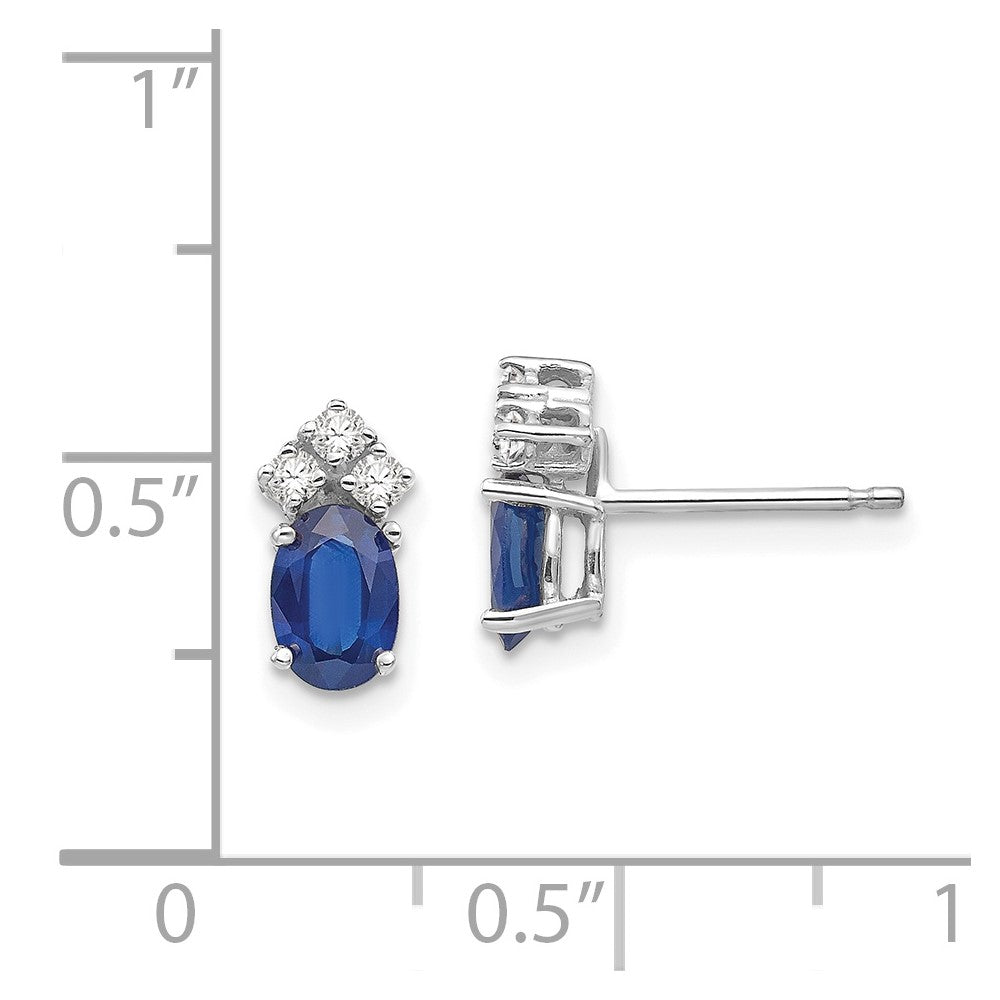 14k White Gold 6x4mm Oval Sapphire VS Real Diamond Earrings XE759S/VS