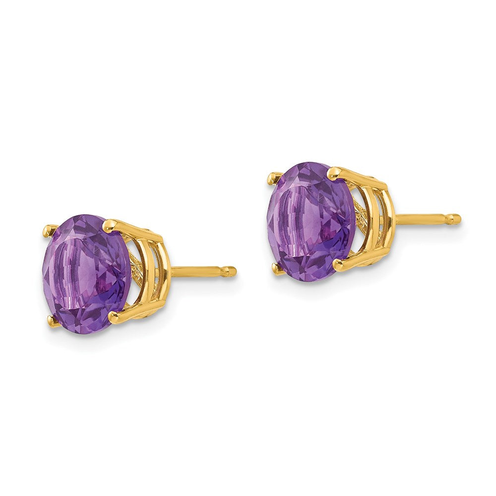 14k Yellow Gold 8mm Amethyst Post Earrings XE75AM