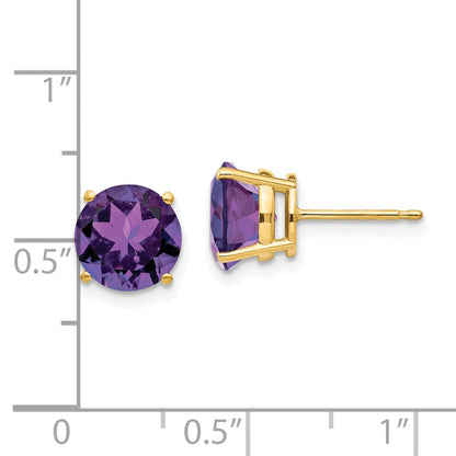 14k Yellow Gold 8mm Amethyst Post Earrings XE75AM