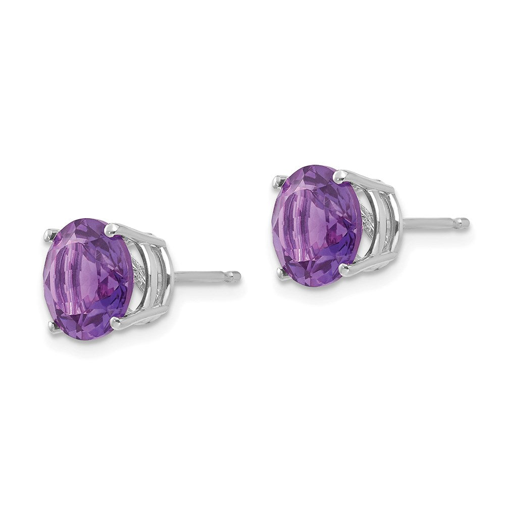 14k White Gold 8mm Amethyst Earrings XE75WAM