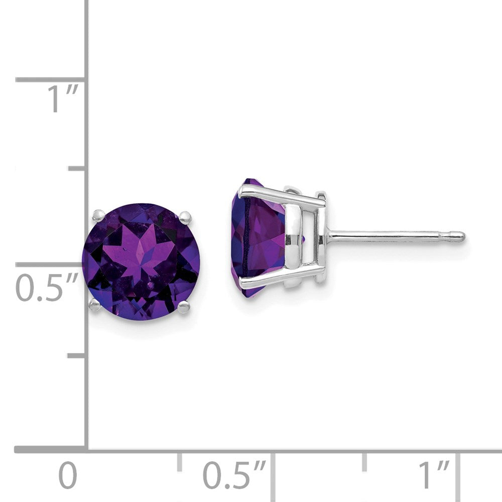 14k White Gold 8mm Amethyst Earrings XE75WAM