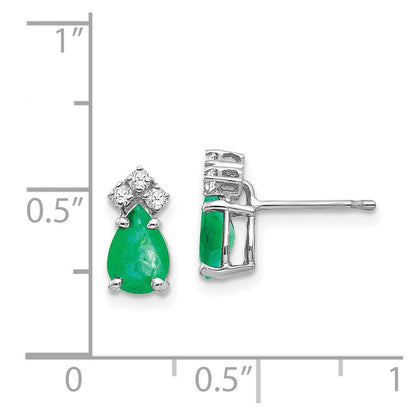 14k White Gold 7x5mm Pear Emerald VS Real Diamond Earrings XE763E/VS