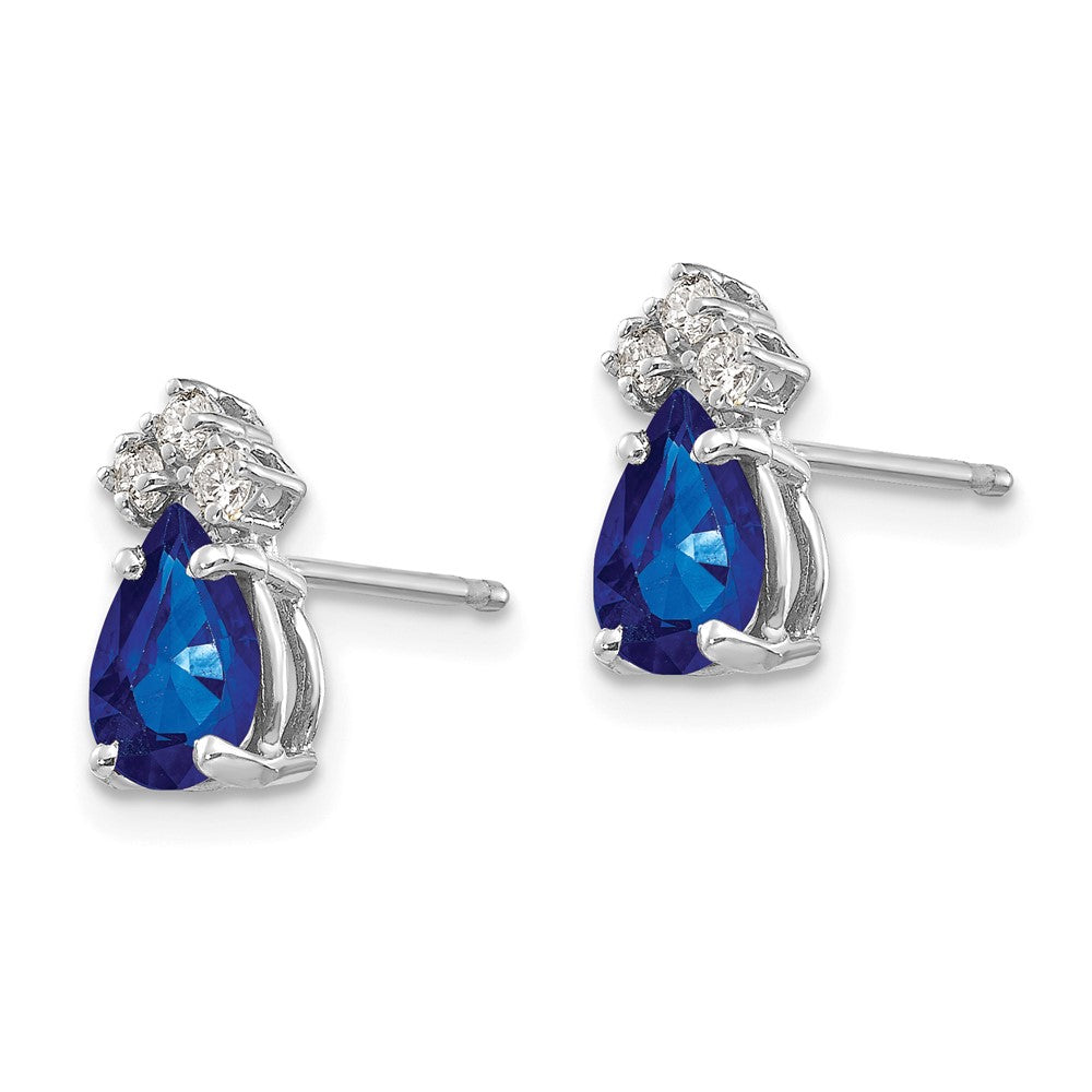 14k White Gold 7x5mm Pear Sapphire A Real Diamond Earrings XE763S/A