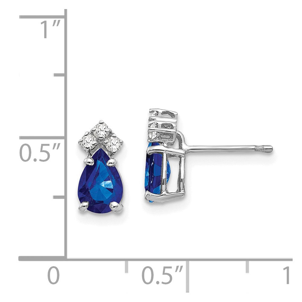 14k White Gold 7x5mm Pear Sapphire A Real Diamond Earrings XE763S/A