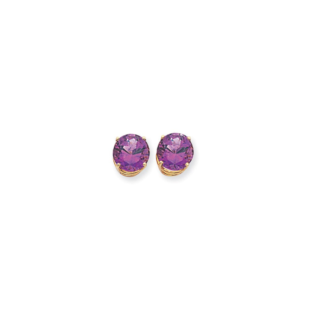 14k Yellow Gold 10mm Amethyst Checker Earrings XE77AC