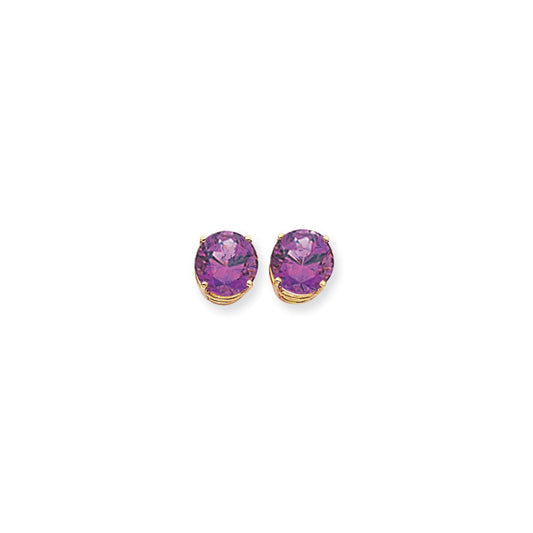 14k Yellow Gold 10mm Amethyst Checker Earrings XE77AC