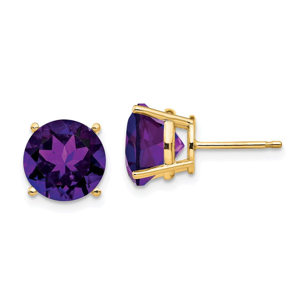 14k Yellow Gold 10mm Amethyst Earrings XE77AM
