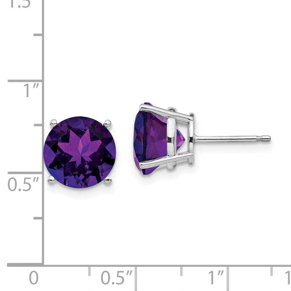 14k White Gold Amethyst Round Stud Earrings XE77WAM