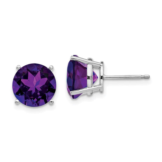14k White Gold Amethyst Round Stud Earrings XE77WAM