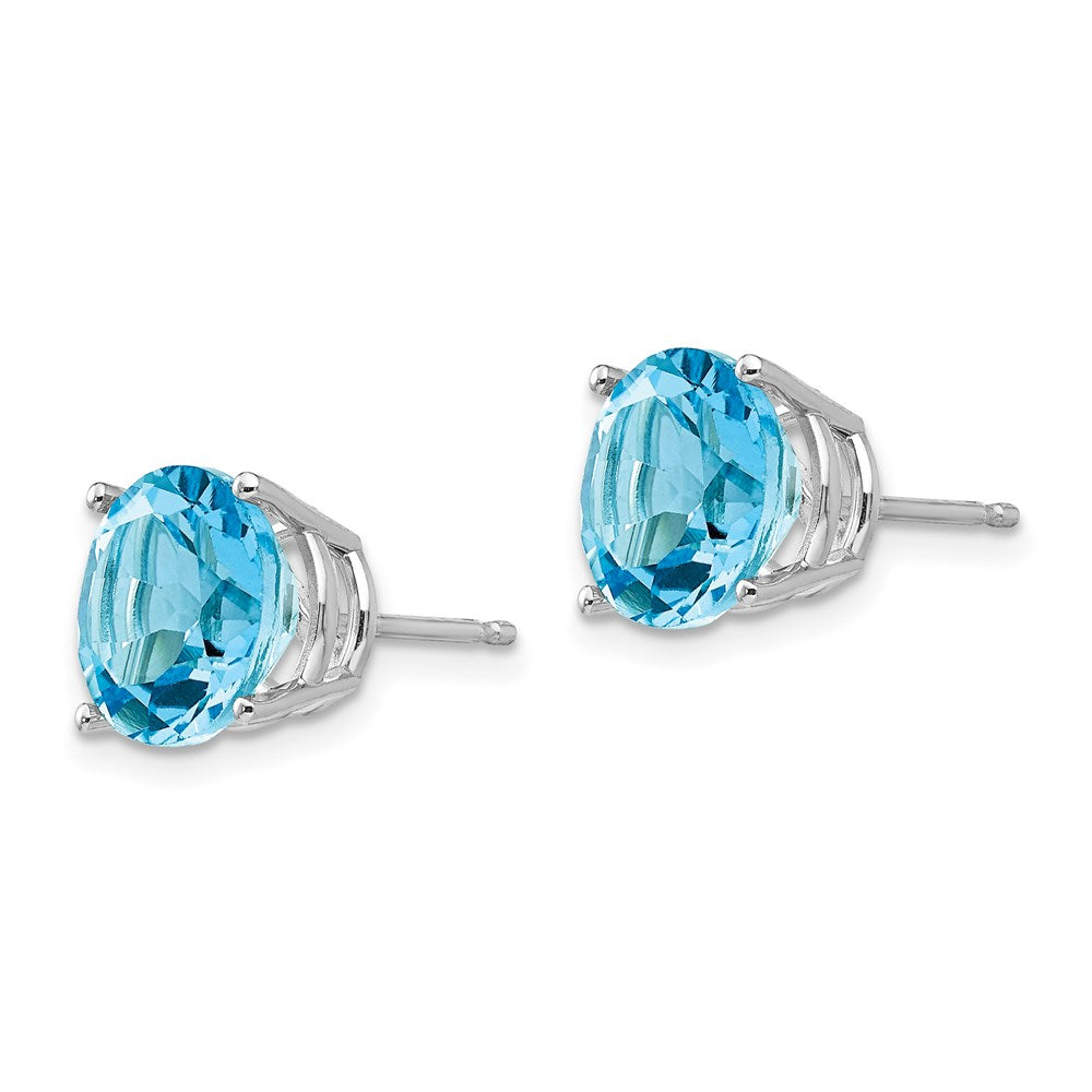 14k White Gold Blue Topaz Round Stud Earrings XE77WBT