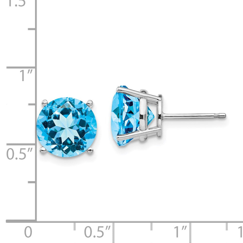14k White Gold Blue Topaz Round Stud Earrings XE77WBT