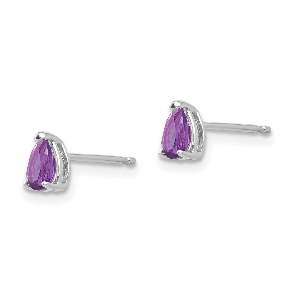 14k White Gold 5x3mm Pear Amethyst Earrings XE78WAM