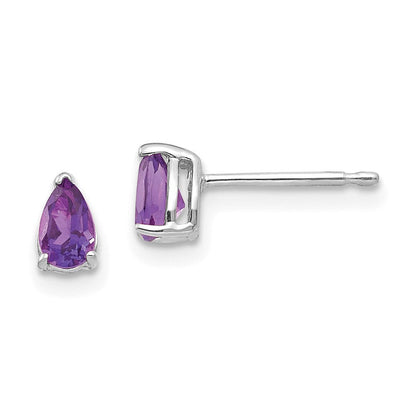 14k White Gold 5x3mm Pear Amethyst Earrings XE78WAM
