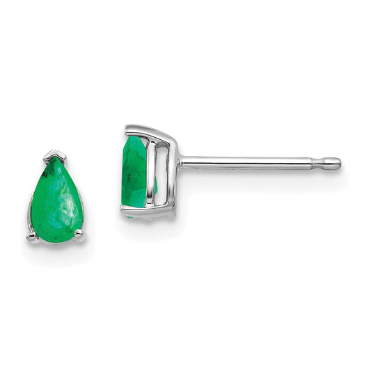 14k White Gold Emerald Earrings XE78WE-B