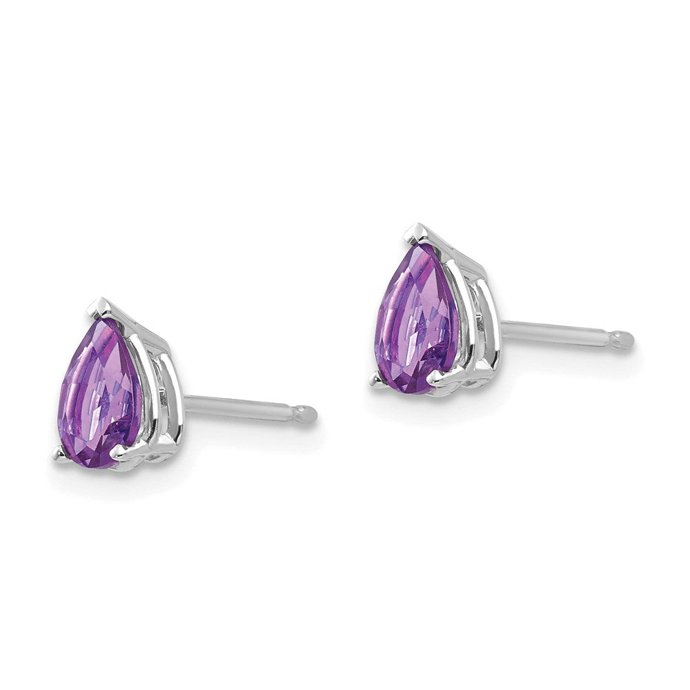 14k White Gold 6x4mm Pear Amethyst Earrings XE79WAM