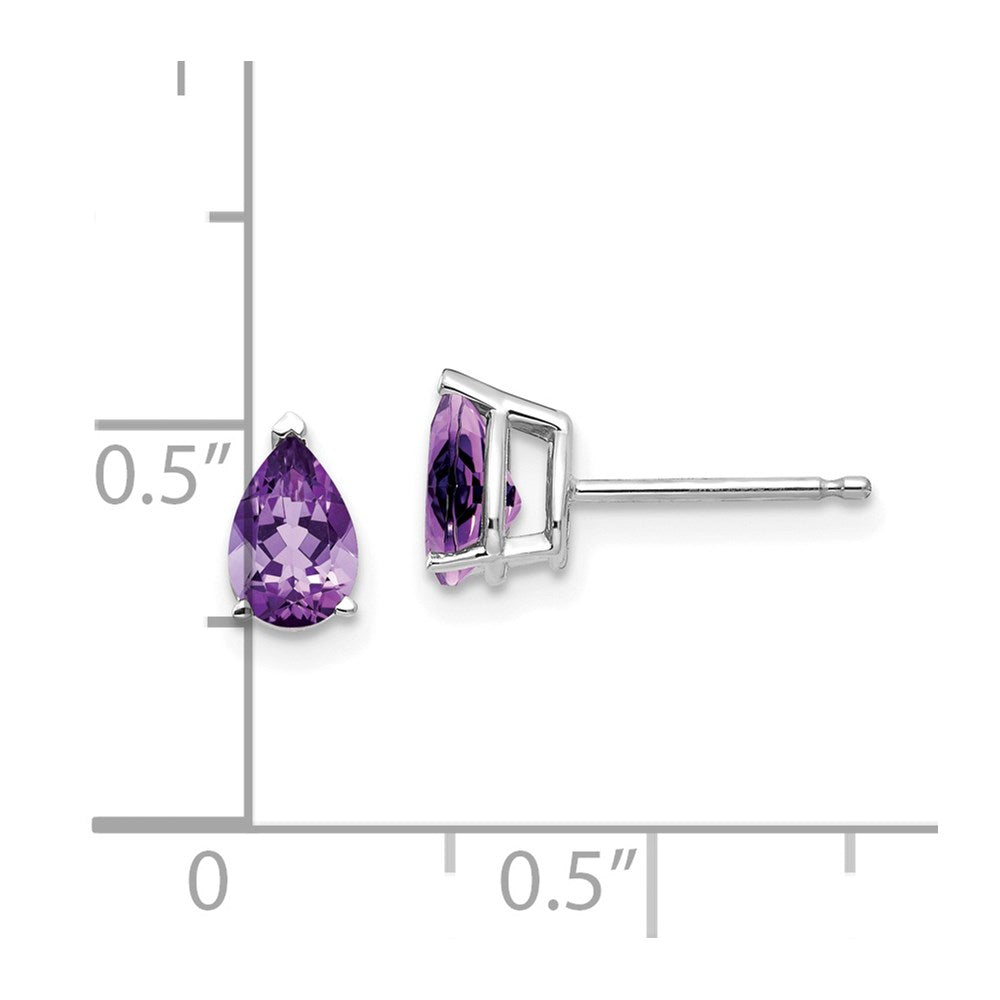 14k White Gold 6x4mm Pear Amethyst Earrings XE79WAM