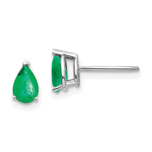 14k White Gold Emerald Earrings XE79WE-B