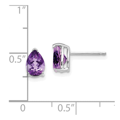 14k White Gold 7x5mm Pear Amethyst Earrings XE80WAM