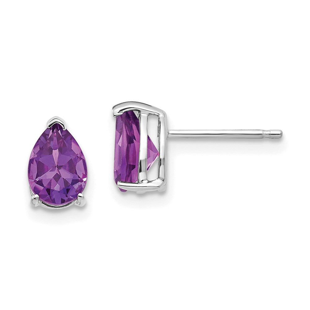 14k White Gold 7x5mm Pear Amethyst Earrings XE80WAM