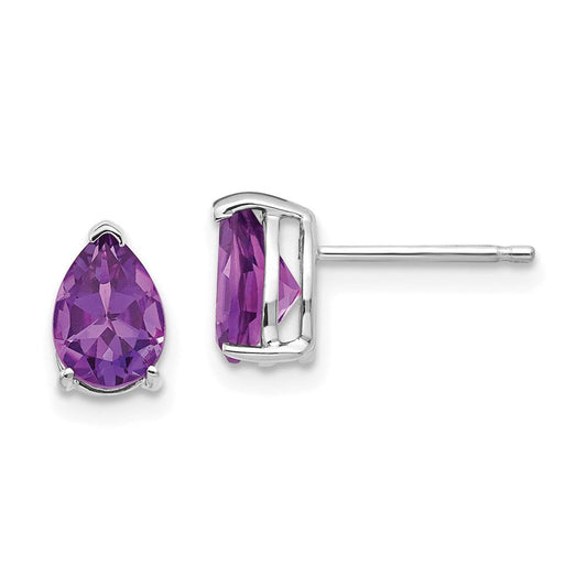 14k White Gold 7x5mm Pear Amethyst Earrings XE80WAM