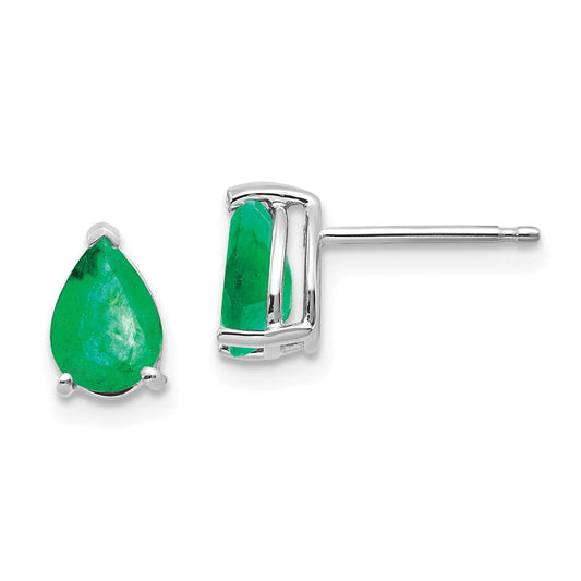 14k White Gold Emerald Earrings XE80WE-B