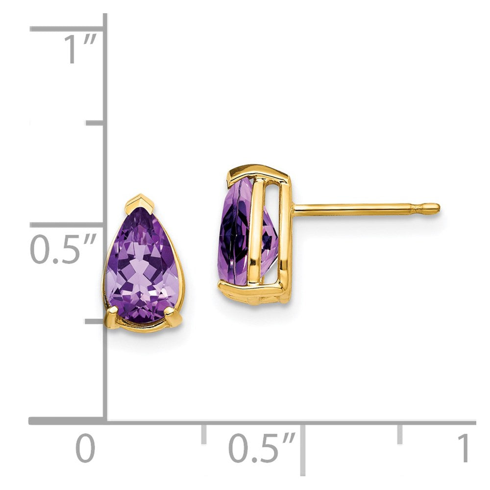 14k Yellow Gold 8x5mm Pear Amethyst Earrings XE81AM