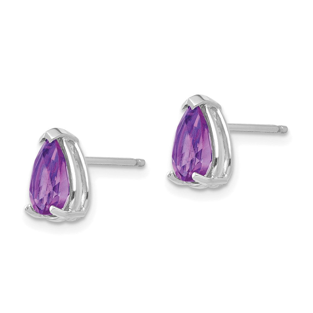 14k White Gold 8x5mm Pear Amethyst Earrings XE81WAM