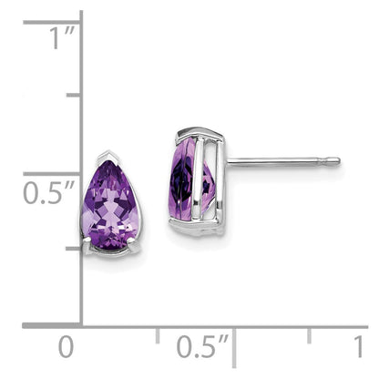 14k White Gold 8x5mm Pear Amethyst Earrings XE81WAM