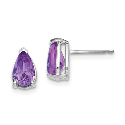 14k White Gold 8x5mm Pear Amethyst Earrings XE81WAM
