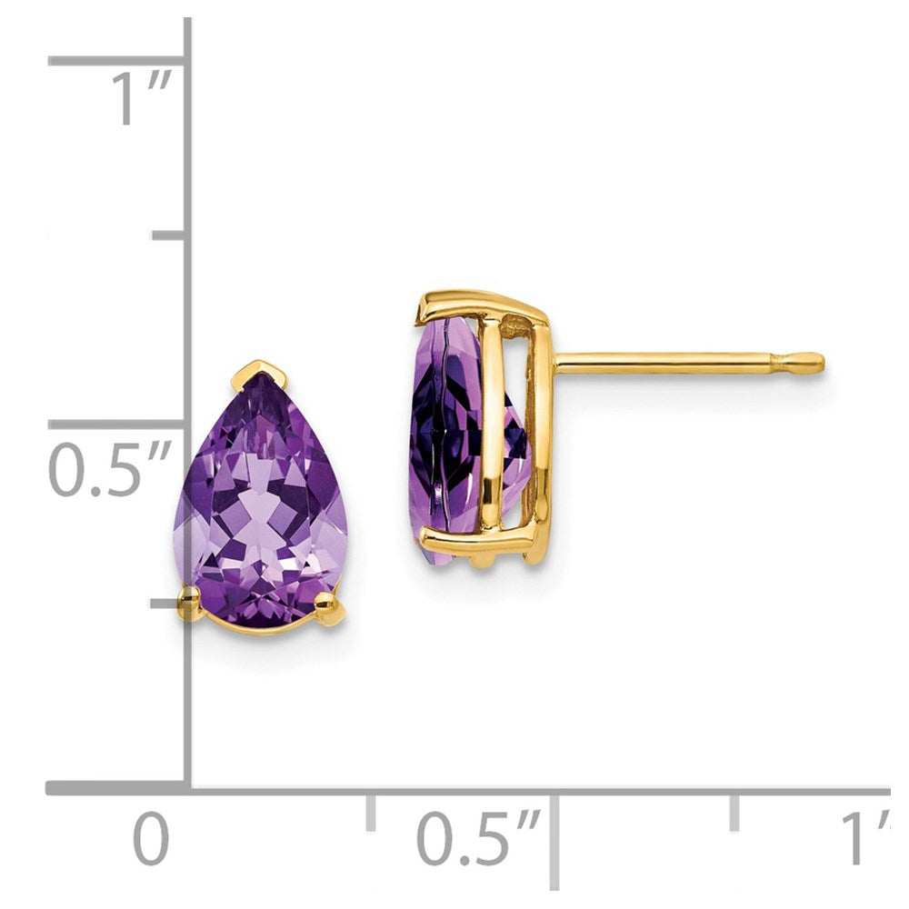 14k Yellow Gold 9x6mm Pear Amethyst Earrings XE82AM